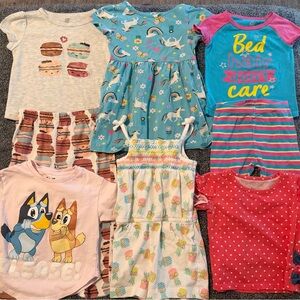2T Girls Clothing Bundle • 8 Pieces • Dresses, Sets & Bluey Tee